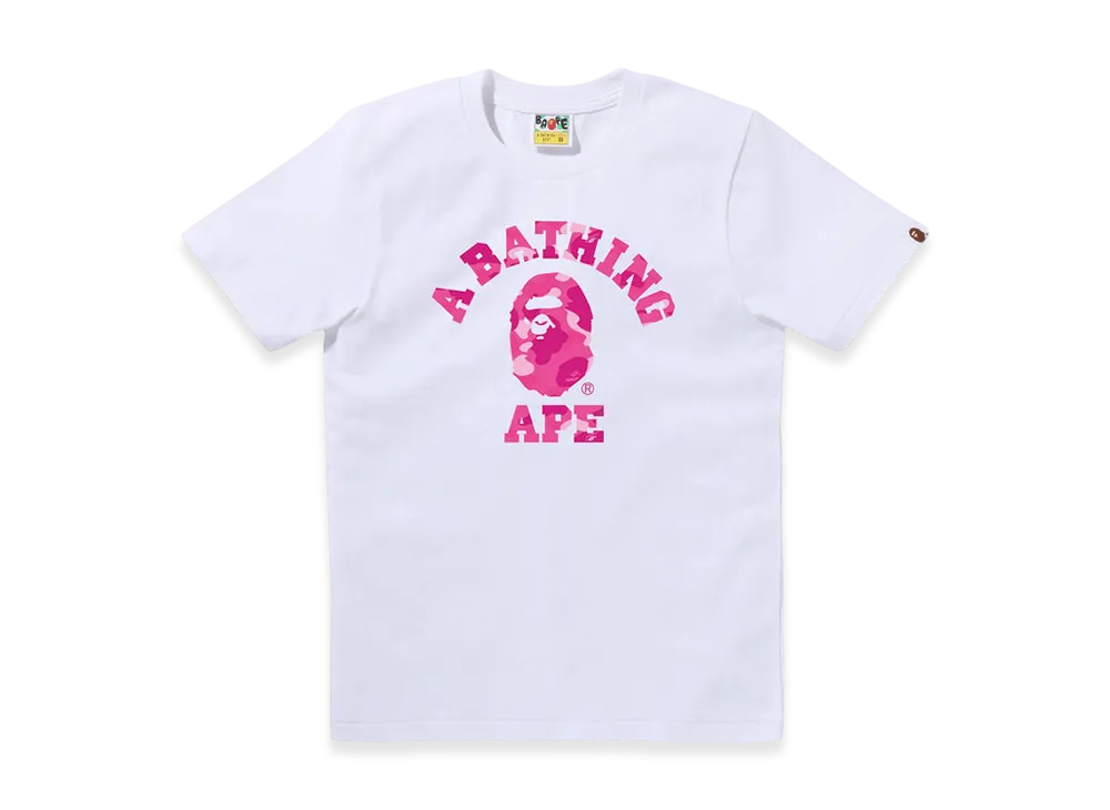 A BATHING APE Color Camo College Tee "White/Pink"