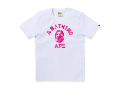A BATHING APE Color Camo College Tee "White/Pink"