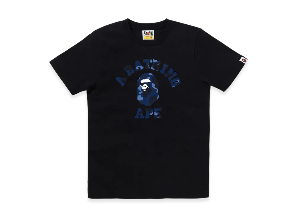 A BATHING APE Color Camo College Tee "Black/Navy"