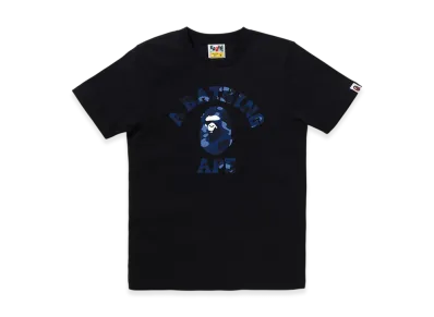 A BATHING APE Color Camo College Tee "Black/Navy"