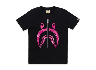 A BATHING APE Color Camo Shark Tee "Black/Pink"