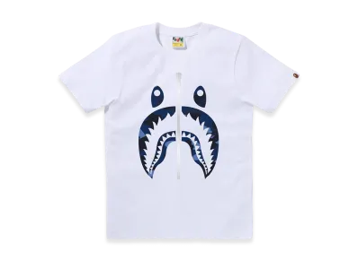 A BATHING APE Color Camo Shark Tee "White/Navy"