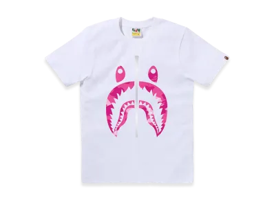 A BATHING APE Color Camo Shark Tee "White/Pink"