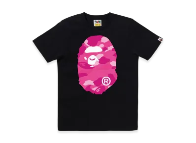 A BATHING APE Color Camo Big Ape Head Tee "Black/Pink"