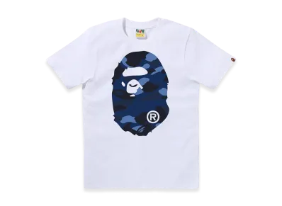 A BATHING APE Color Camo Big Ape Head Tee "White/Navy"