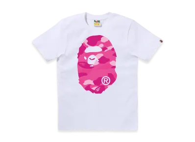A BATHING APE Color Camo Big Ape Head Tee "White/Pink"