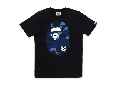 A BATHING APE Color Camo Big Ape Head Tee "Black/Navy"