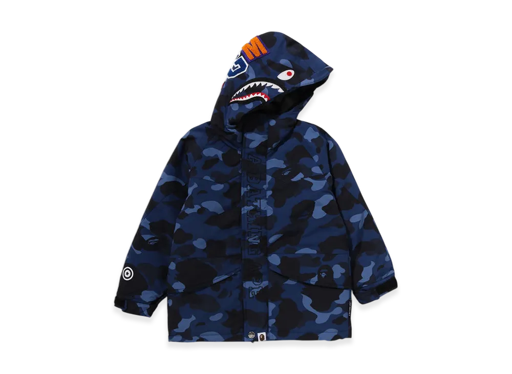 A BATHING APE Color Camo Shark Snowboard Jacket (Kids) "Navy"