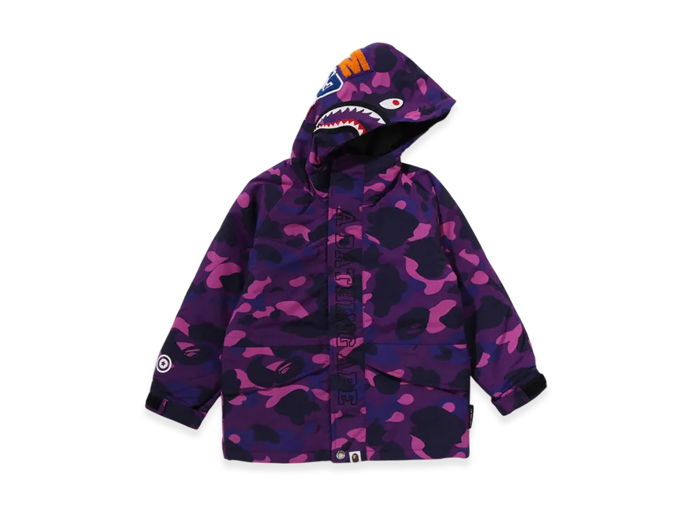 A BATHING APE Color Camo Shark Snowboard Jacket (Kids) "Purple"