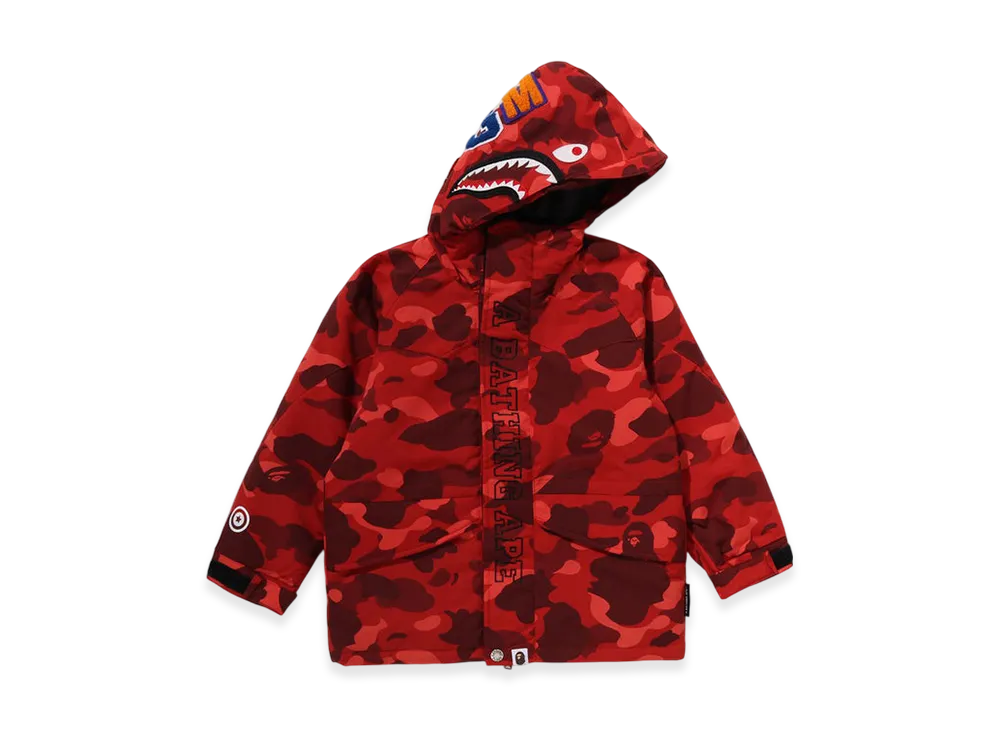 A BATHING APE Color Camo Shark Snowboard Jacket (Kids) "Red"