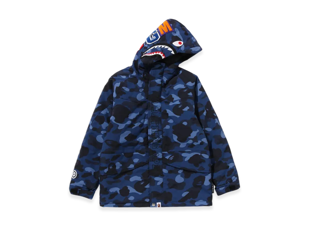 A BATHING APE Color Camo Shark Snowboard Jacket (Junior) "Navy"