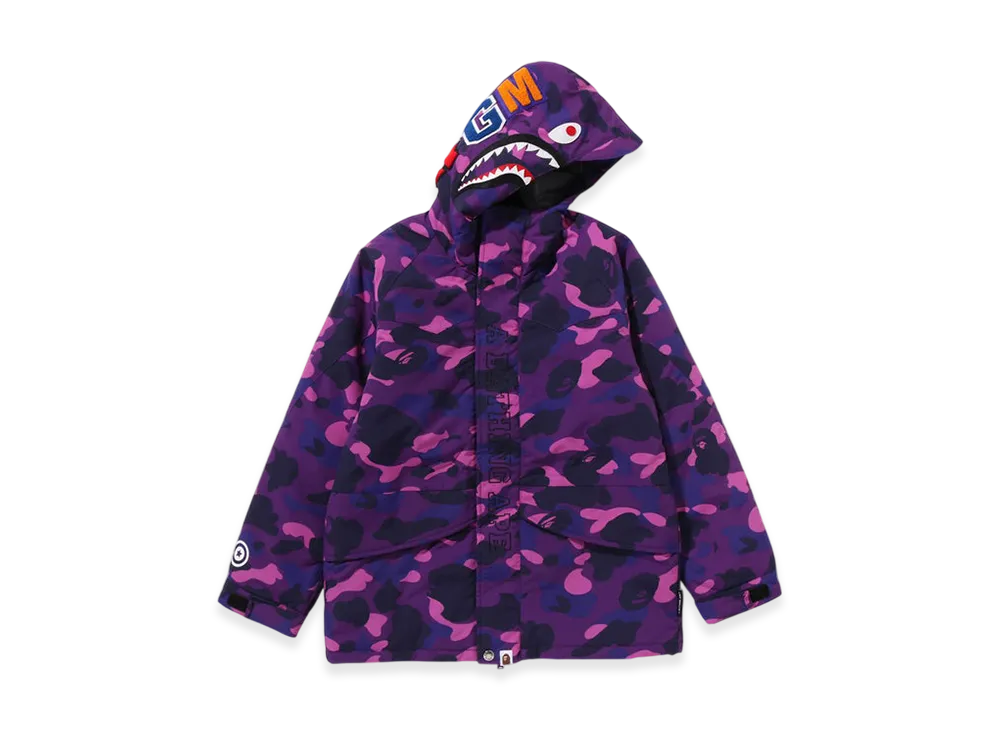 A BATHING APE Color Camo Shark Snowboard Jacket (Junior) "Purple"