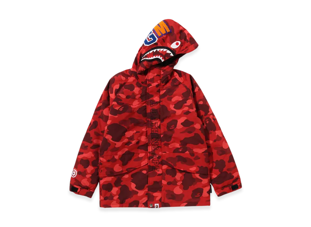 A BATHING APE Color Camo Shark Snowboard Jacket (Junior) "Red"