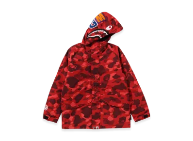 A BATHING APE Color Camo Shark Snowboard Jacket (Junior) "Red"