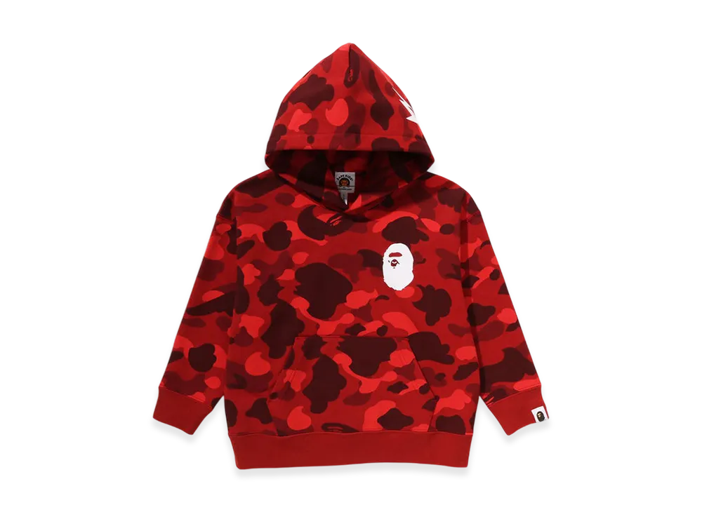 A BATHING APE Color Camo Ape Head Relaxed Fit Pullover Hoodie (Kids) "Red"