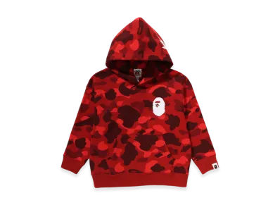 A BATHING APE Color Camo Ape Head Relaxed Fit Pullover Hoodie (Kids) "Red"