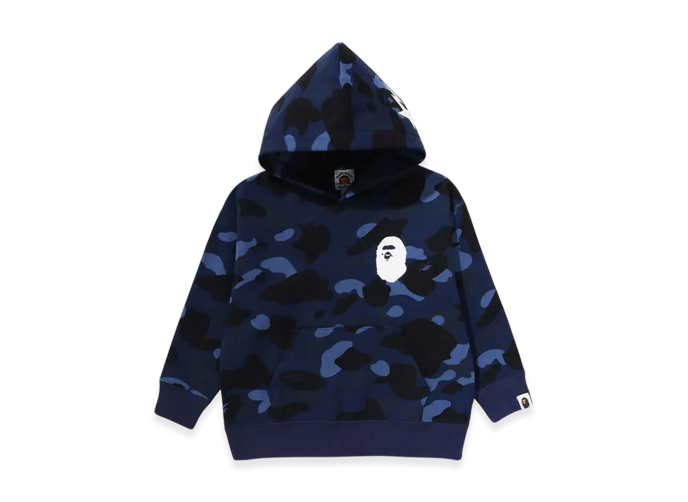 A BATHING APE Color Camo Ape Head Relaxed Fit Pullover Hoodie (Kids) "Navy"
