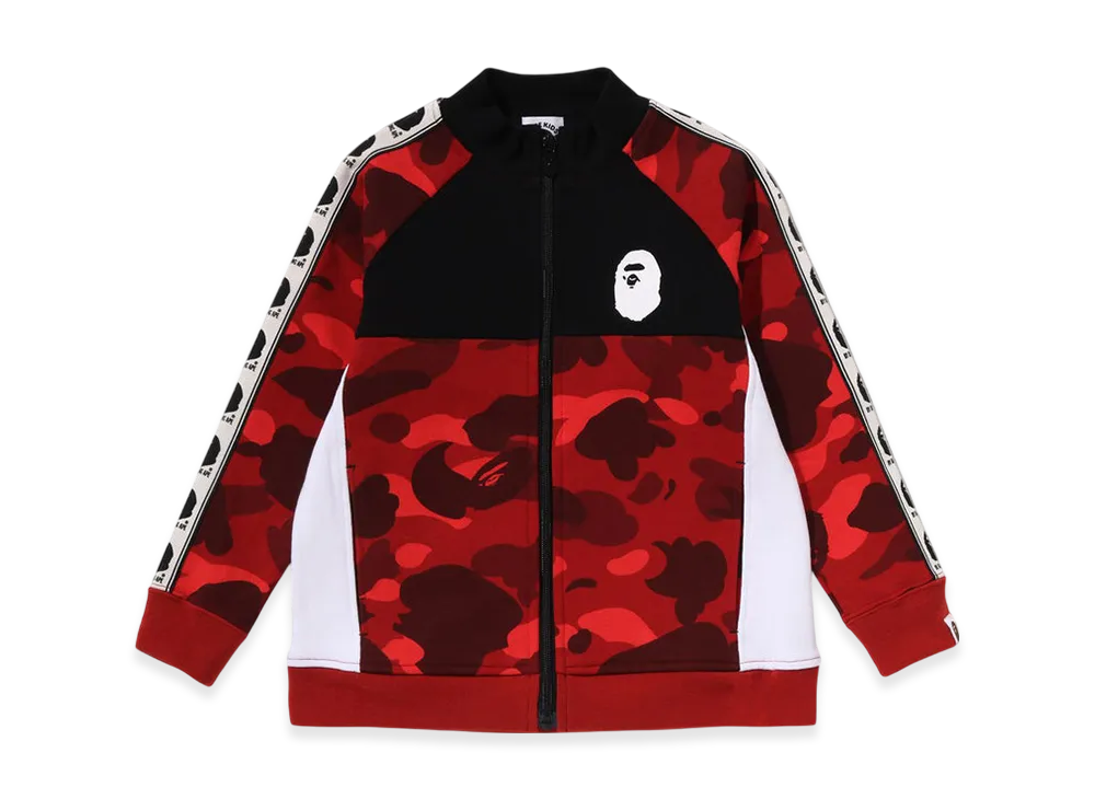 A BATHING APE Color Camo Bape Tape Track Jacket (Kids) "Red"