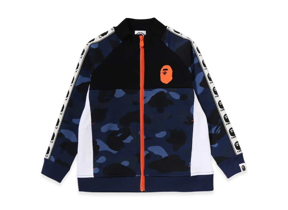 A BATHING APE Color Camo Bape Tape Track Jacket (Kids) "Navy"
