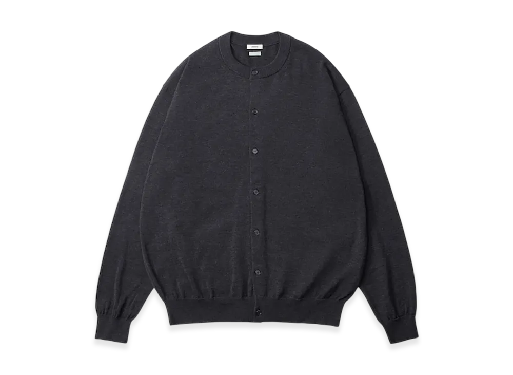 everyone x A.PRESSE Wool Knit Crew Neck Cardigan "Charcoal"