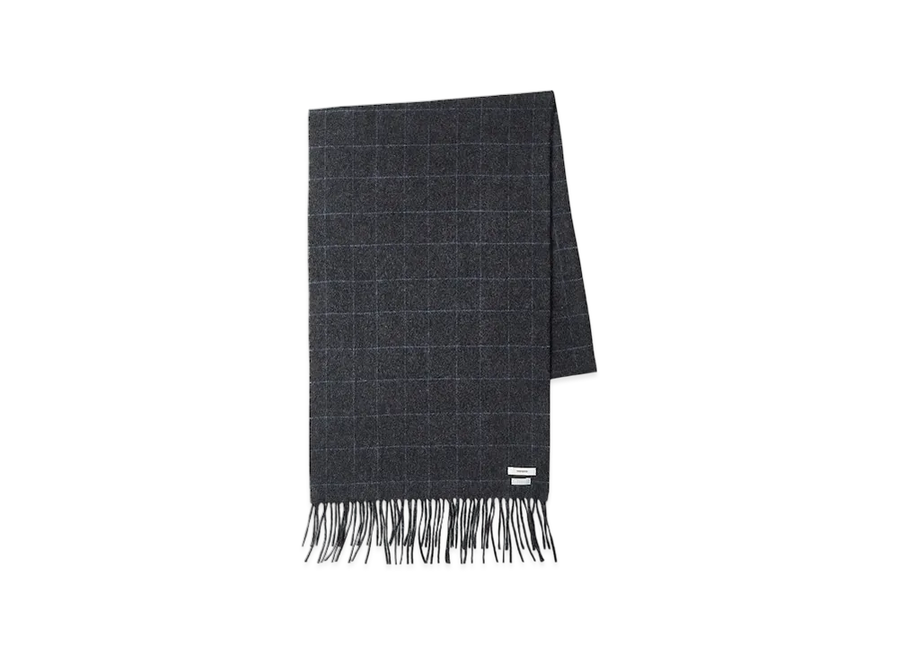 everyone x A.PRESSE Cashmere Scarf "Charcoal Window-Pane"