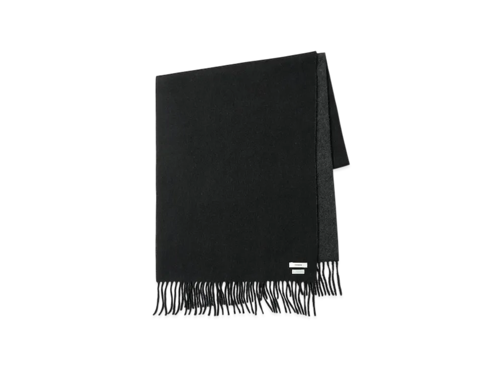 everyone x A.PRESSE Cashmere Double Faced Scarf "Black/Charcoal"