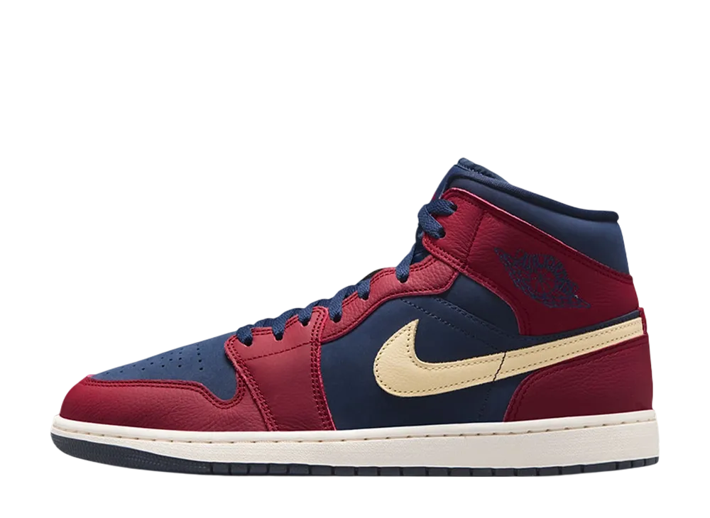 ナイキ エアジョーダン1 ミッド "チームレッドオブシディアン/ペールバニラ"