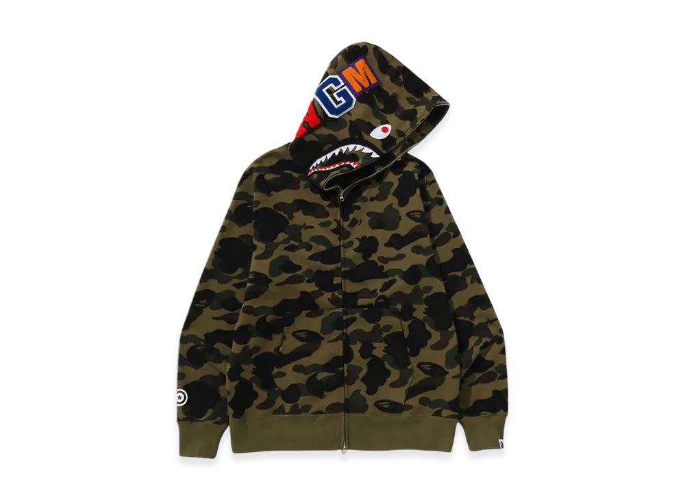A BATHING APE 1St Camo Shark Full Zip Hoodie "Green"
