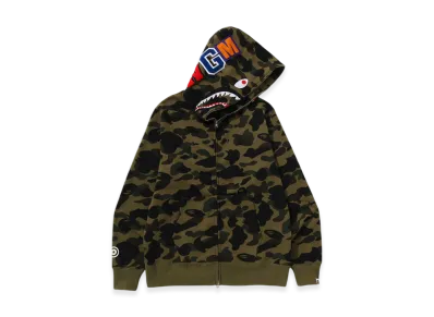A BATHING APE 1St Camo Shark Full Zip Hoodie "Green"