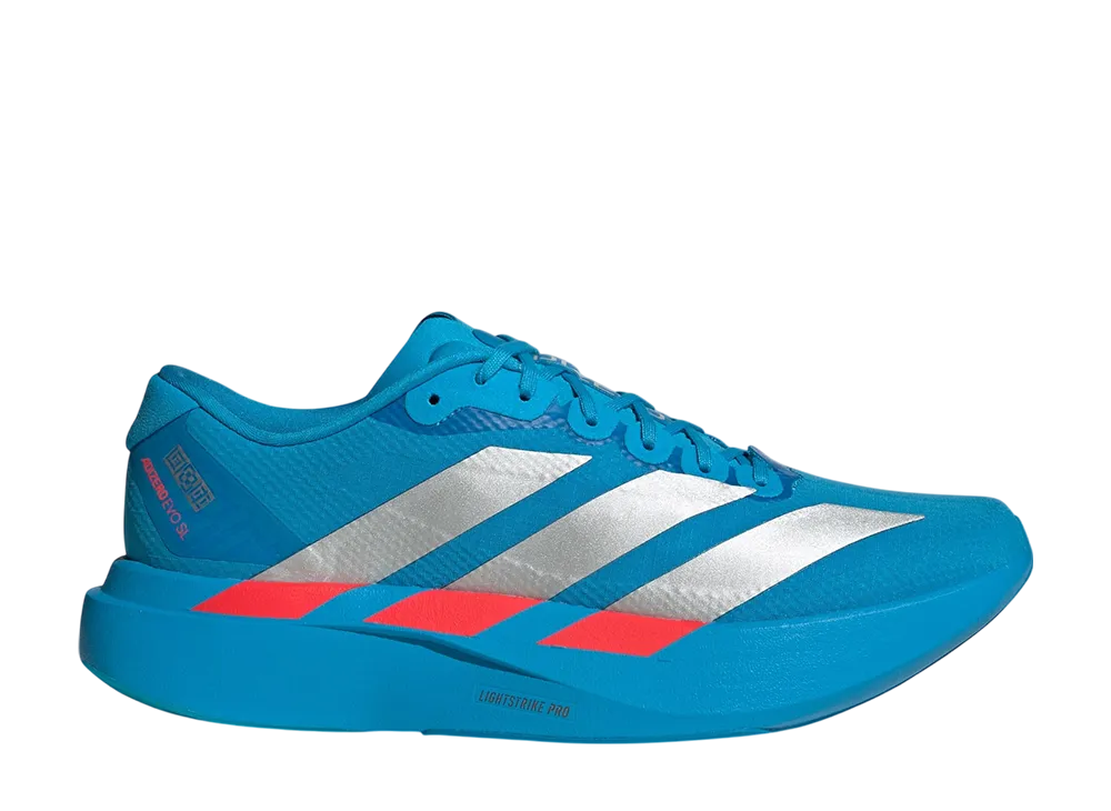 adidas Women's Adizero EVO SL Woven "Solar Blue/Silver Metallic/Lucid Red"