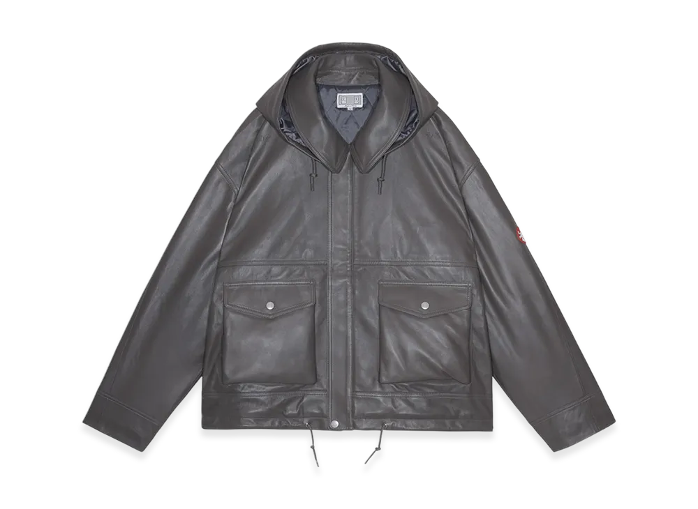 MIN-NANO x Cav Empt (C.E) Leather Zip Jacket "Brown"