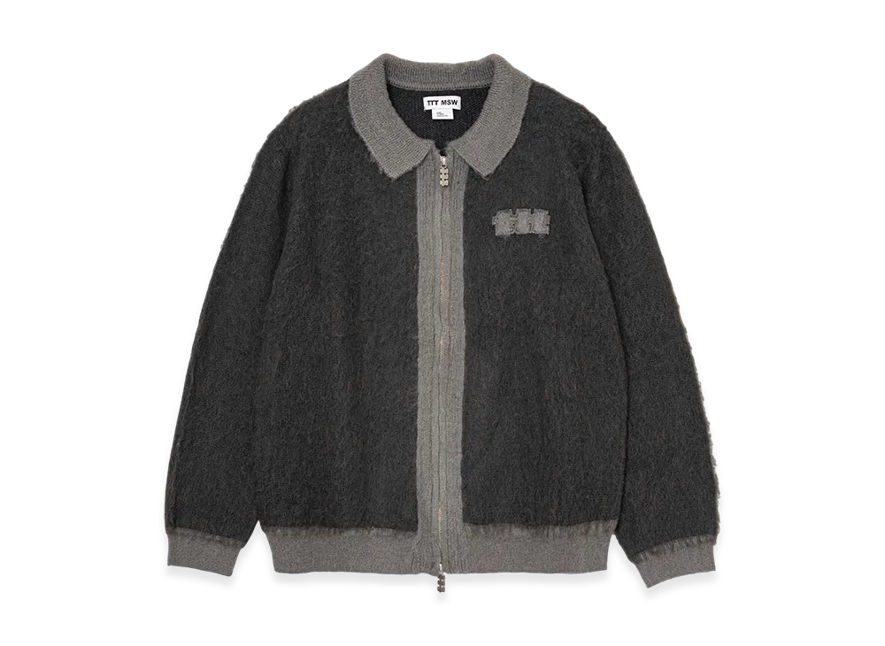 TTTMSW Mohair zip up knit polo "Grey"