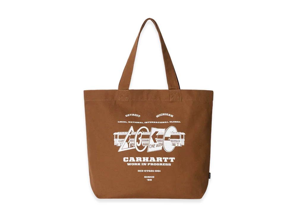 Carhartt WIP Canvas Graphic Tote Large "Runaway Print Hamilton Brown"