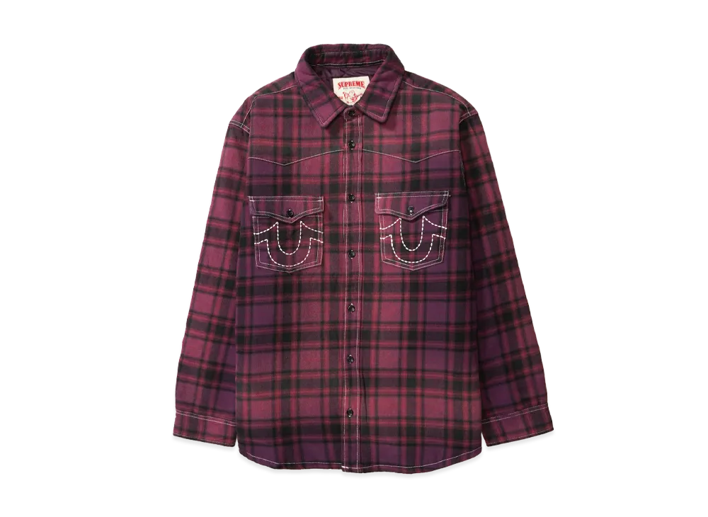 Supreme x True Religion Quilted Lined Plaid Flannel Shirt 