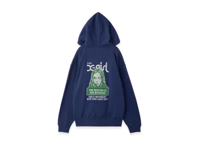 X-Girl Face Patch And Logo Zip Up Sweat Hoodie "Navy"