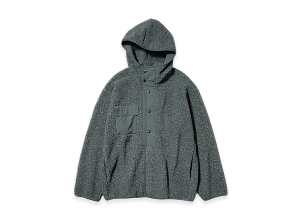 GU x ENGINEERED GARMENTS Boa Fleece Snap Parka "Gray"