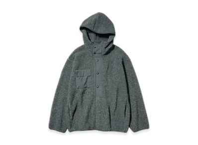 GU x ENGINEERED GARMENTS Boa Fleece Snap Parka "Gray"