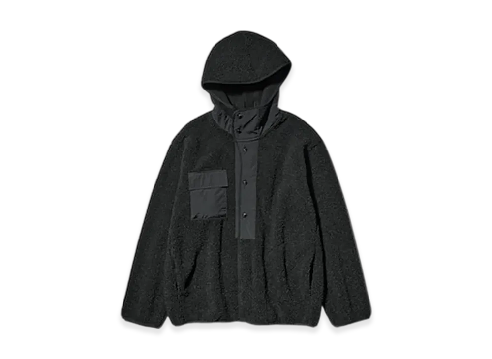 GU x ENGINEERED GARMENTS Boa Fleece Snap Parka "Black"