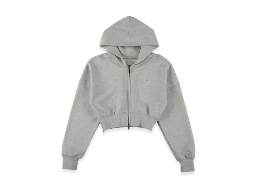 WIND AND SEA Cozy Zip Cropped Hooded Sweatshirt (Ladies) "Heather Gray"