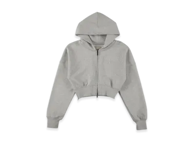 WIND AND SEA Cozy Zip Cropped Hooded Sweatshirt (Ladies) "Heather Gray"