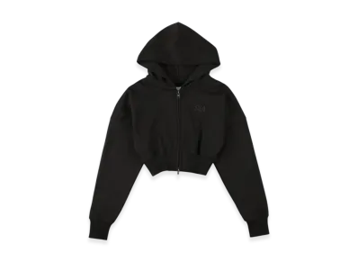 WIND AND SEA Cozy Zip Cropped Hooded Sweatshirt (Ladies) "Black"