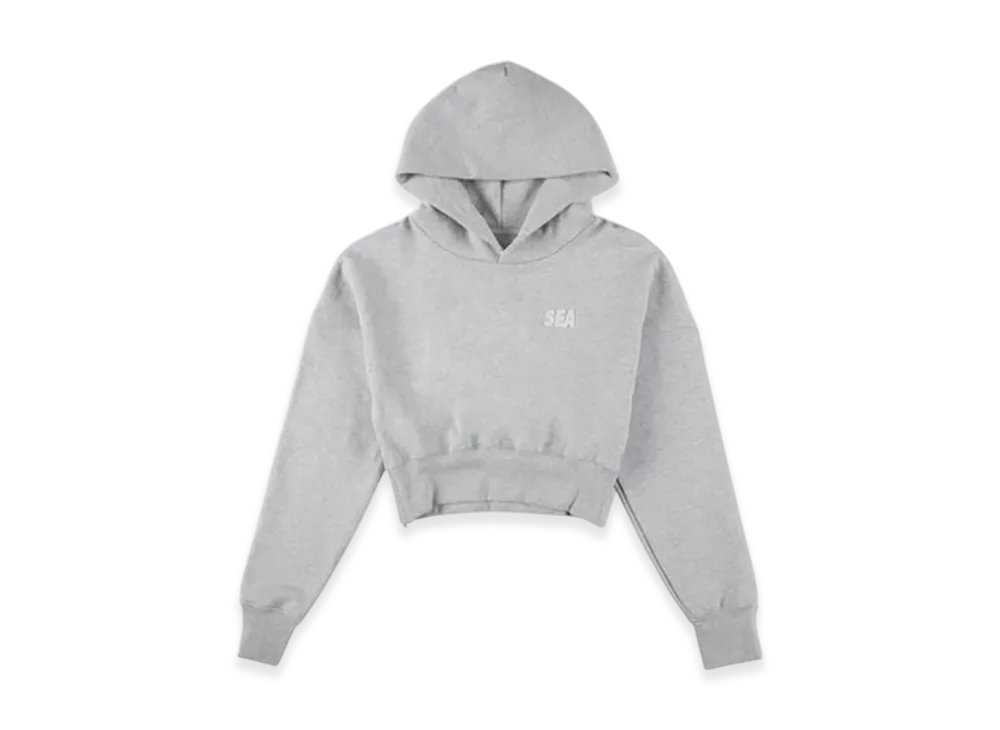 WIND AND SEA Cozy Cropped Hooded Sweatshirt (Ladies) "Heather Gray"