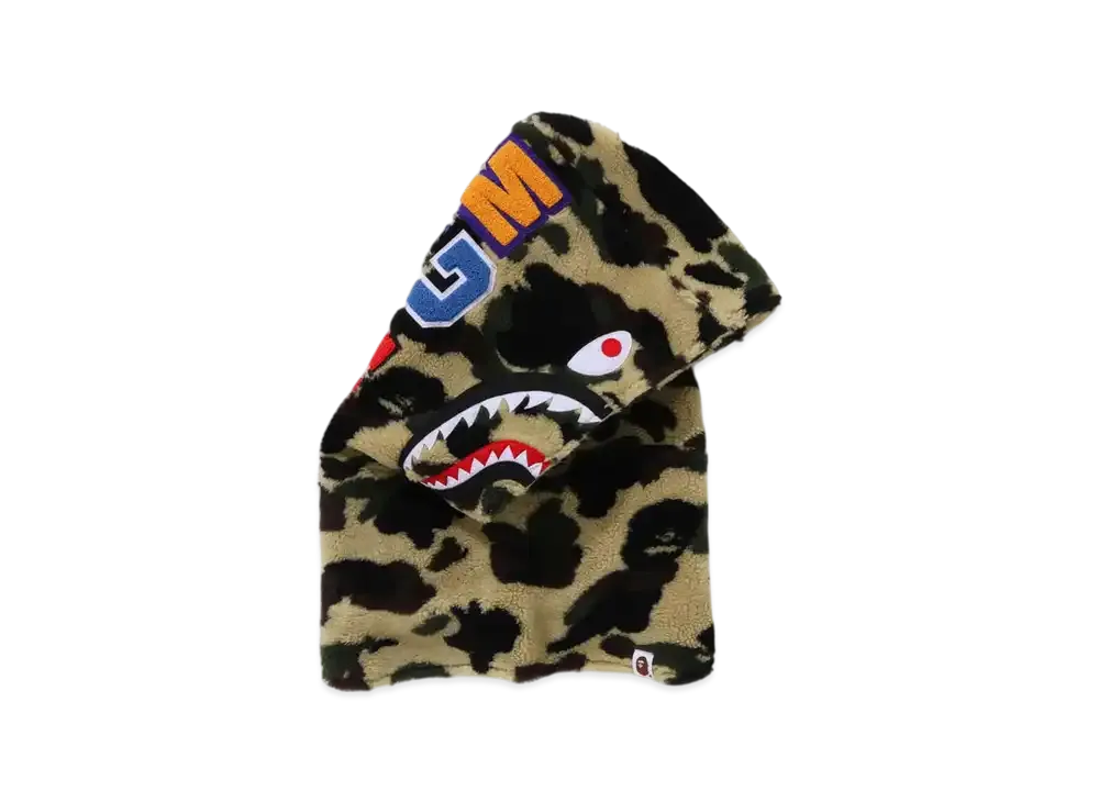 A BATHING APE 1ST Camo Shark Boa Snood "Yellow"
