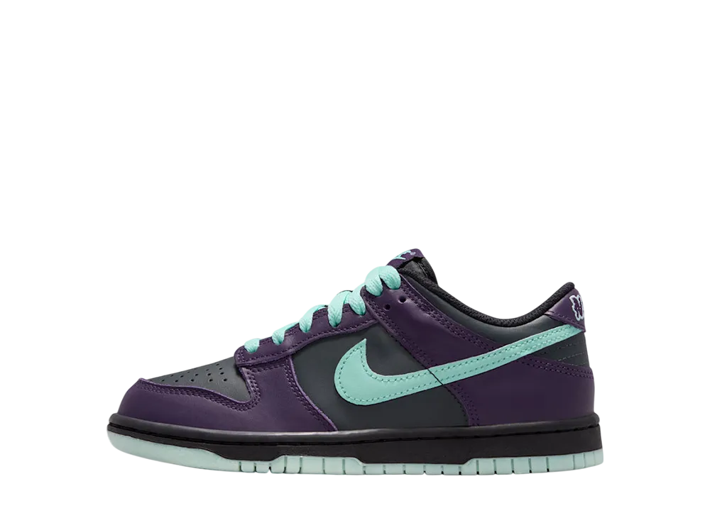 ナイキ GS ダンク ロー "ダークスモークグレー/グランドパープル/ブラック/アルチザンティール" (キッズ)