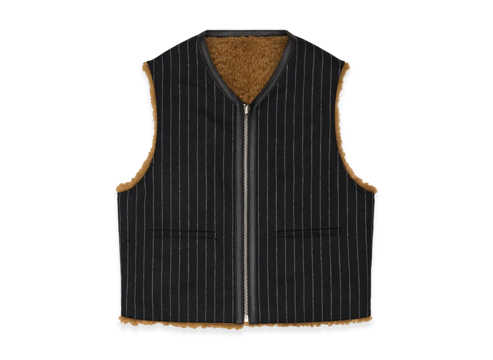 DENIM TEARS Pinstripe Shearling Vest "Multi"