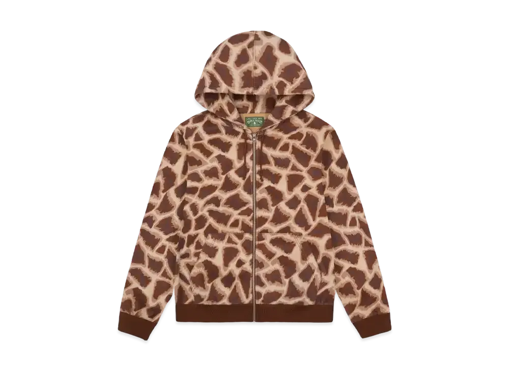 DENIM TEARS Faux Fur Giraffe Print Hoodie "Brown"