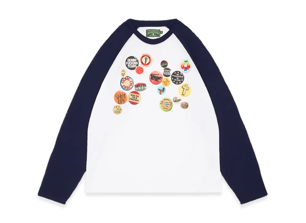 DENIM TEARS Long Sleeve Raglan Pin Tee "White"