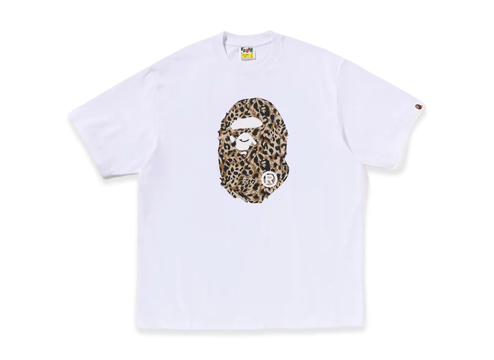 A BATHING APE Wild Leopard Pattern Ape Head Relaxed Fit Tee "White"