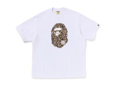 A BATHING APE Wild Leopard Pattern Ape Head Relaxed Fit Tee "White"