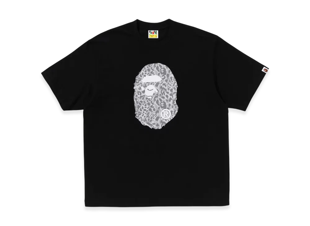 A BATHING APE Wild Leopard Pattern Ape Head Relaxed Fit Tee "Black"